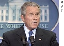 President Bush speaks during a news conference in the press briefing room at the White House, 20 Sept 2007